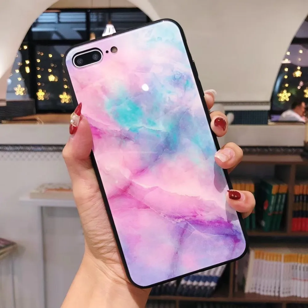 Стекло Телефон чехол для iPhone 7 Мрамор Роскошная Оболочка Чехол Роскошный 6 8 Plus X Xr