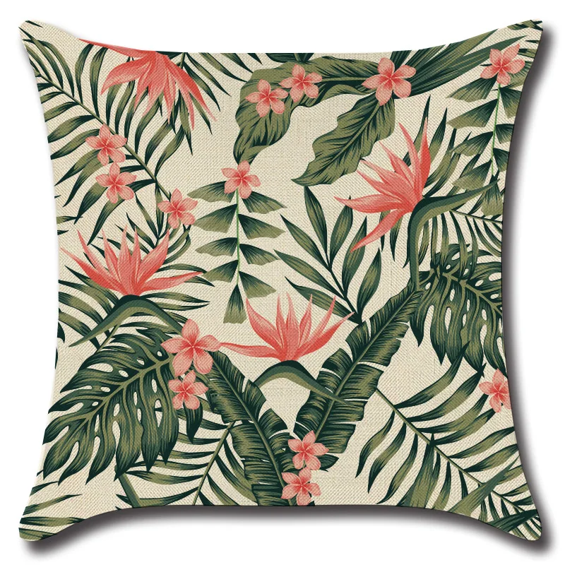 Чехлы на подушку с тропическими растениями листами зелеными листьями Monstera Чехол