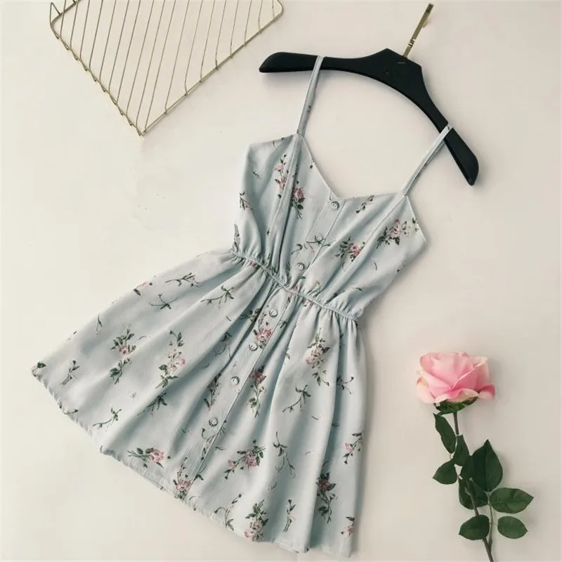 Летнее пляжное платье с цветочным принтом Vestidos эластичные платья высокой талией