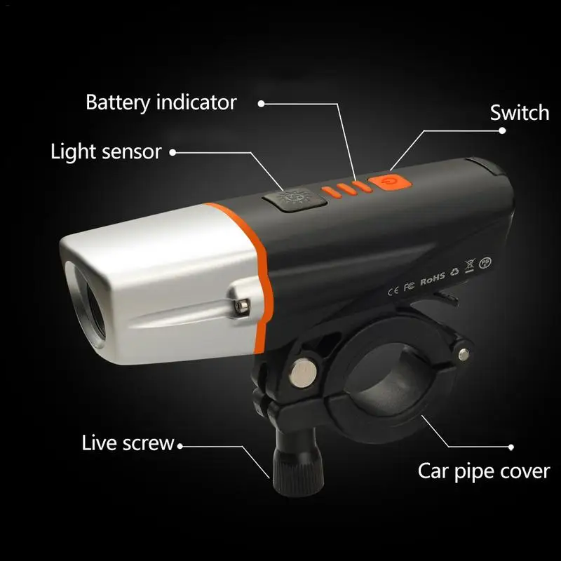 Bicycle Light USB Charging Super Bright 400 Lumens Sensing Vibration Riding Lights Safety | Спорт и развлечения