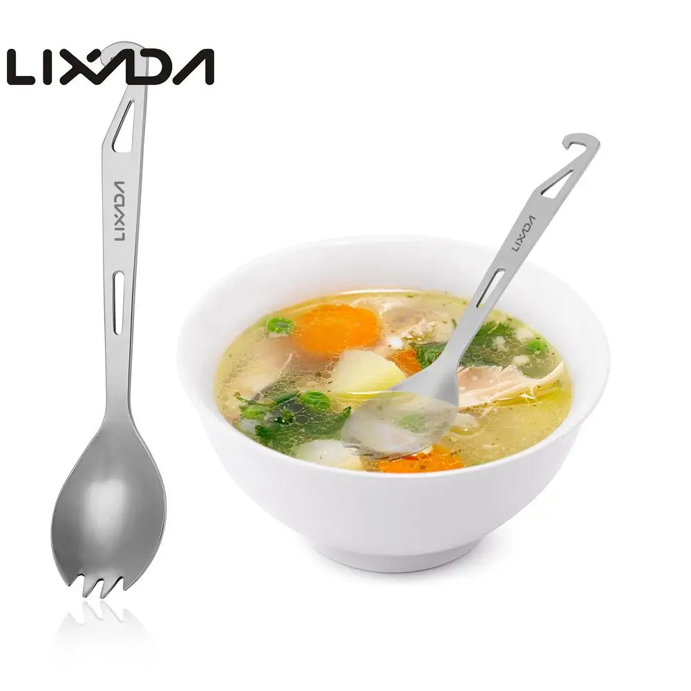 Вилка спора Lixada из нержавеющей стали с длинной ручкой и открывалкой для