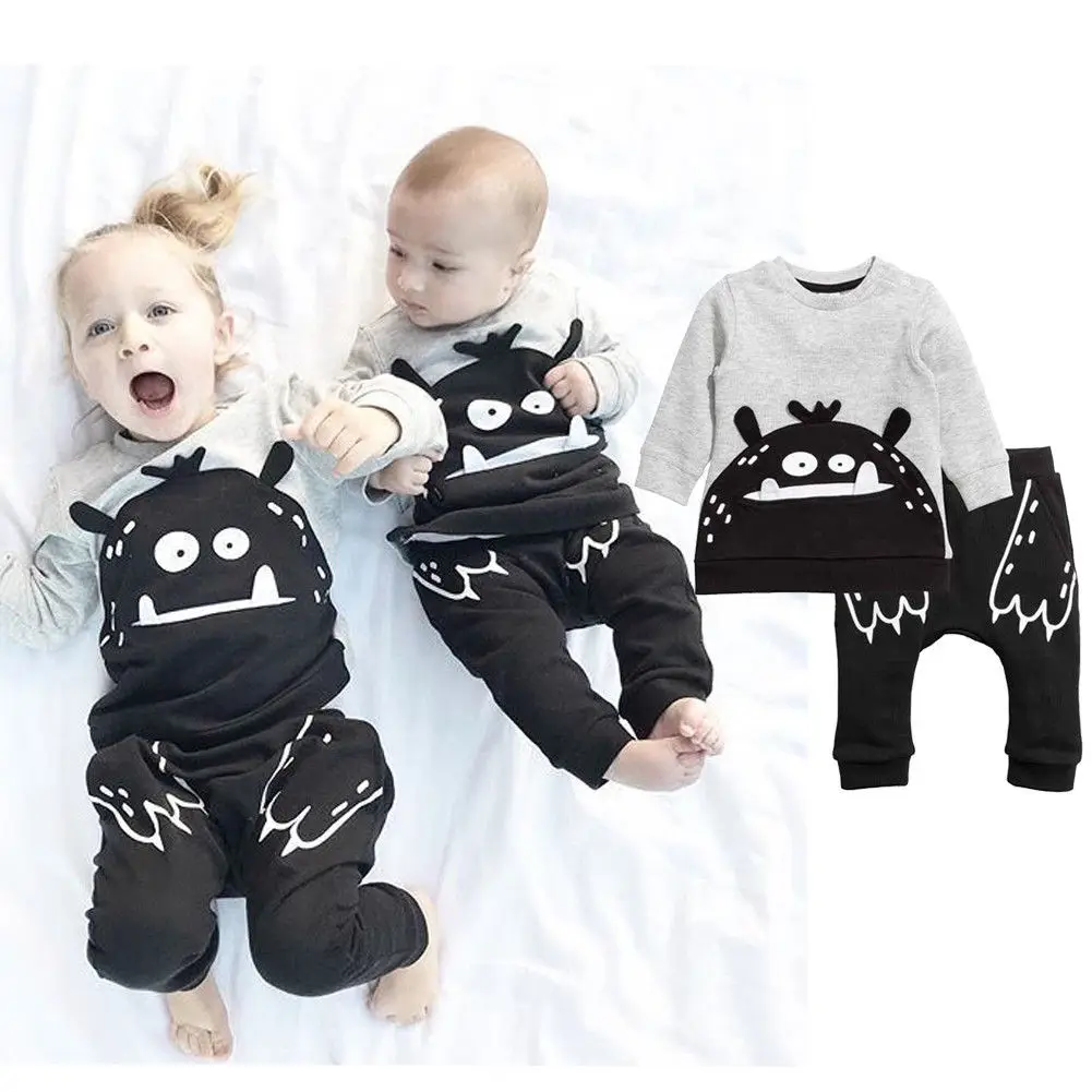 Pudcoco Baby Suit 0-3Y 2PCS Toddler Kids Girl Boy Clothes Sweatshirt Tops Long Pants Outfits Set | Детская одежда и обувь