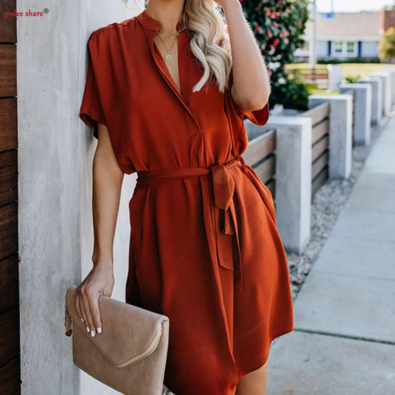 Лето 2019 г. Femme платья для женщин короткий рукав однотонная повседневная обувь