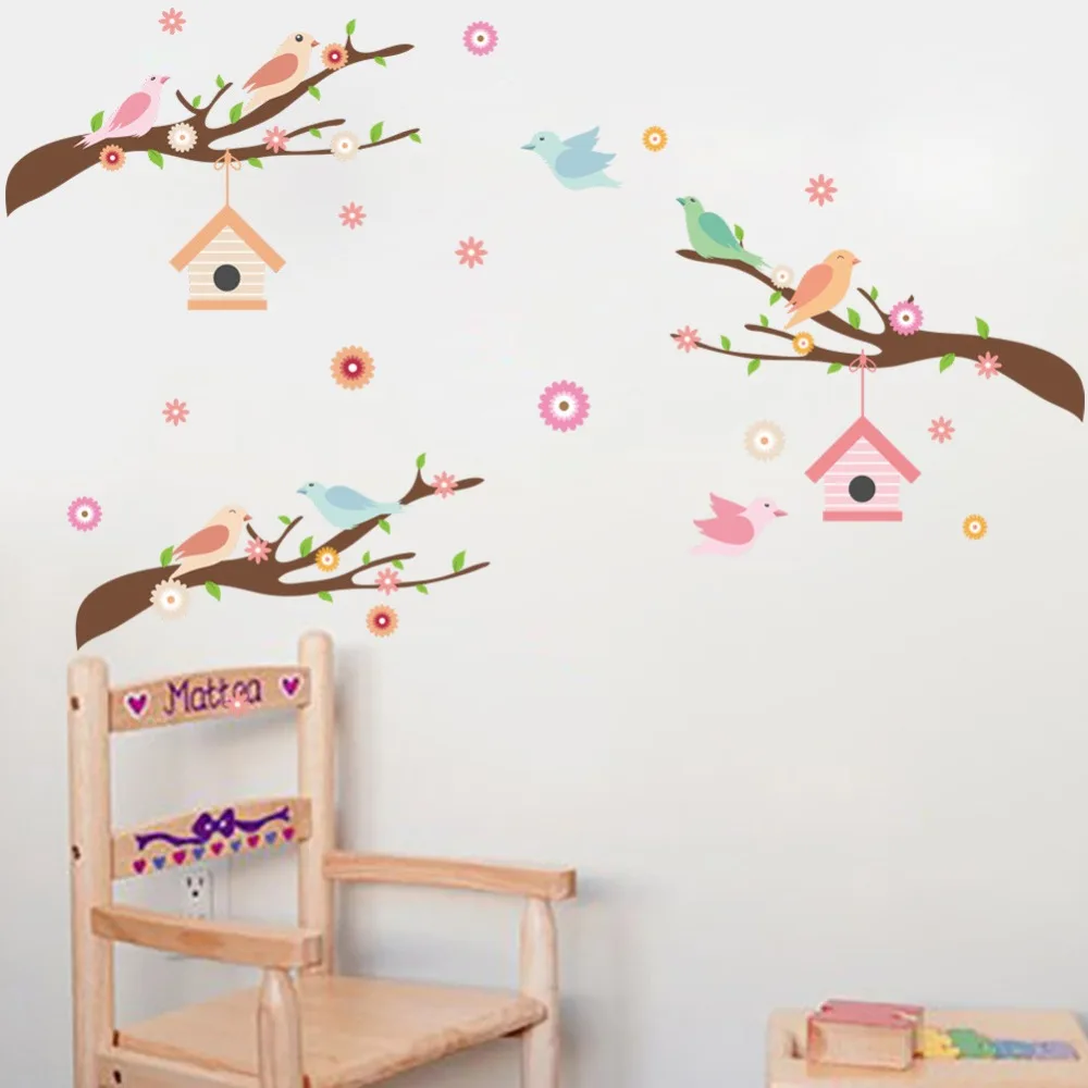 % 3D мультфильм животных филиал птица настенные наклейки home decor Детская комната