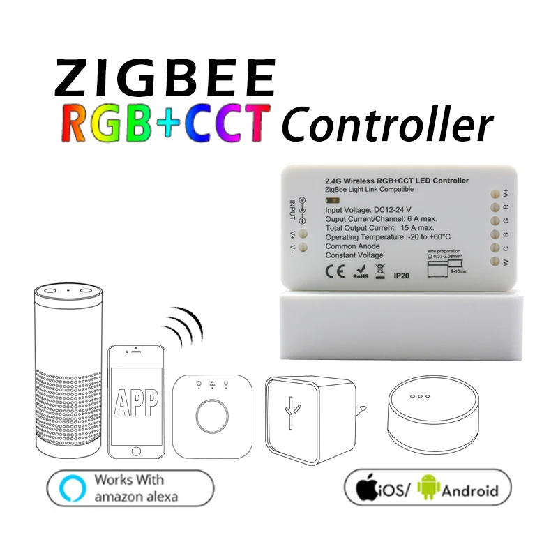 Умный регулятор ZIGBEE ZLL RGBCCT 12/24 В постоянного тока управление через приложение