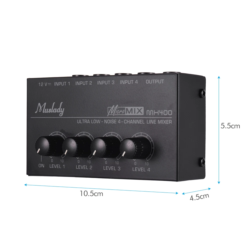 4-канальный микшер Muslady MX400 сверхкомпактный с низким уровнем шума мономикшерный