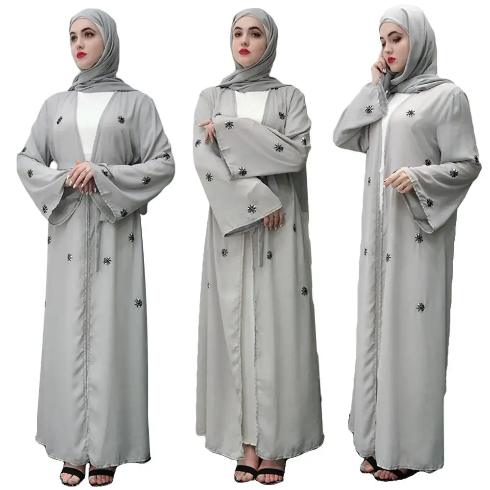 Мусульманский кардиган с вышивкой Абая длинное платье кимоно туника Jubah Katfan