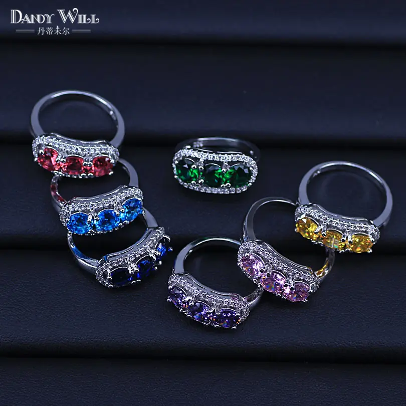 Набор женских колец с фианитами 7 цветов R056|Кольца| |