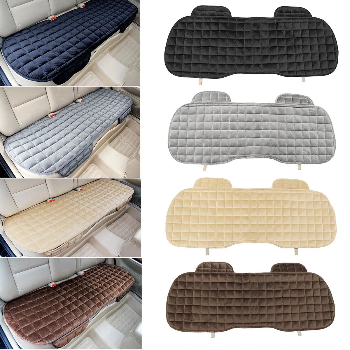 Car Front Rear Universal Seat Cover Winter Warm Black Seat Cushion Anti-Slip Rear Back Chair Seat Pad For Vehicle Auto Protector