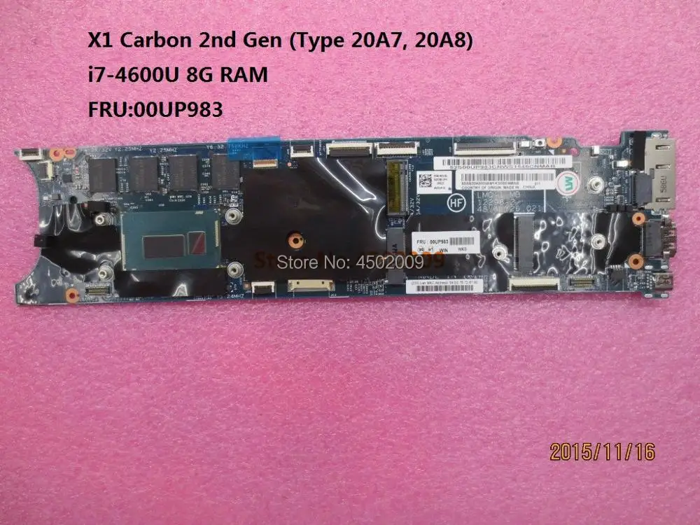 Материнская плата для ноутбука lenovo thinkpad X1 Carbon 2nd Gen (Type 20A7 20A8) 00UP983 с ЦП 8 ГБ ОЗУ 100%