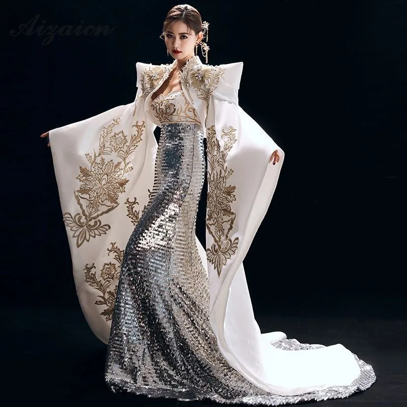 Новинка Обувь с вышивкой Cheongsam длинное вечернее платье вечерние платья для