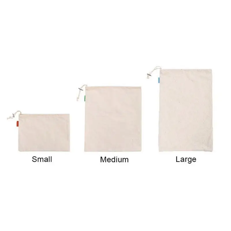 Reusable Bulk Bin Cotton Drawstring Bag Metal Buckle Multi-Purpose Fruit Vegetable Rice Bread Shopping | Дом и сад