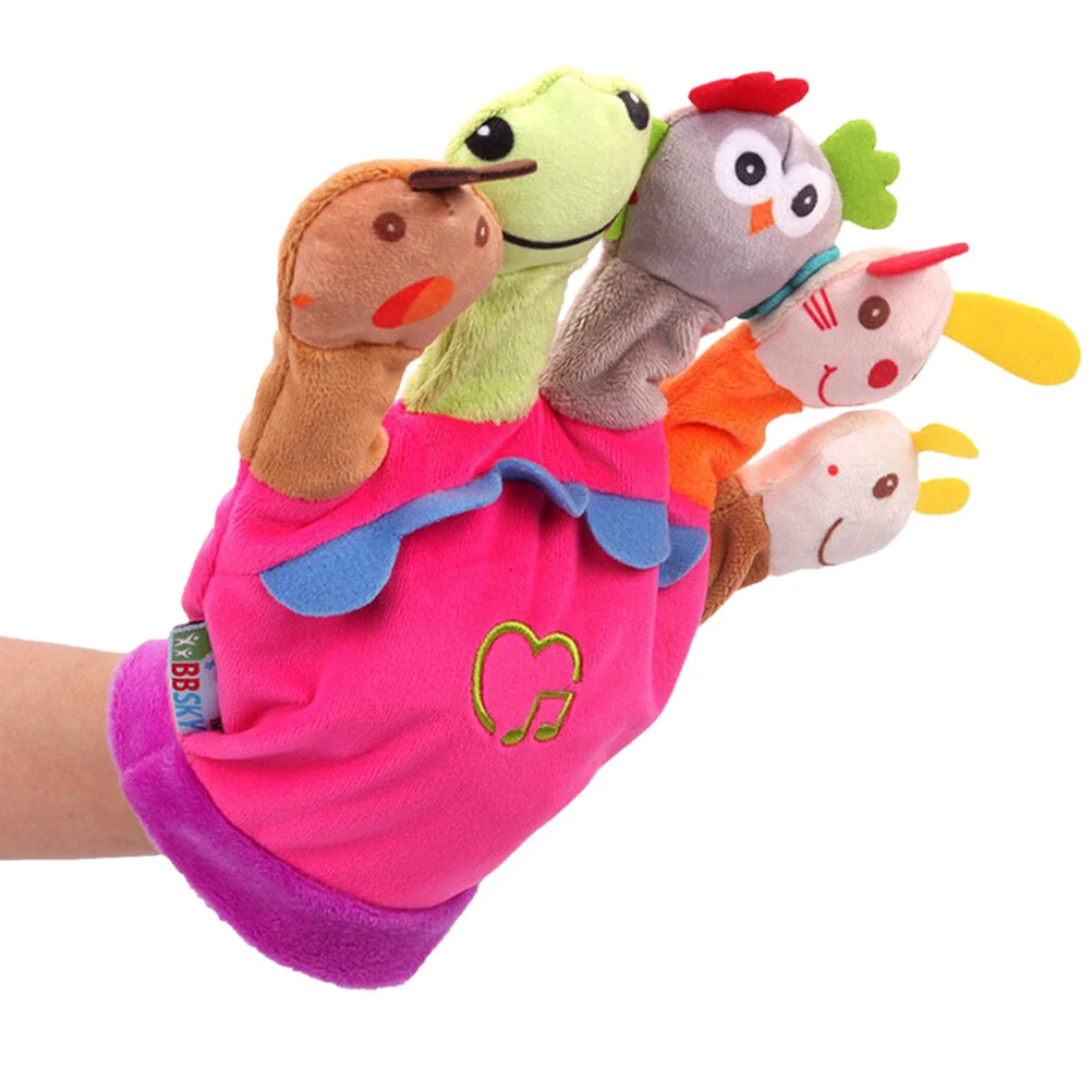Parent-Child Interaction Toy Kids Gift Soft Animal Doll Gloves with Music Box Puppet Plush Finger Cartoon Story Telling | Игрушки и