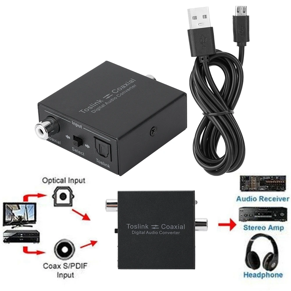 Высокое качество 2 преобразования SPDIF цифровой аудио конвертер коаксиальный Toslink