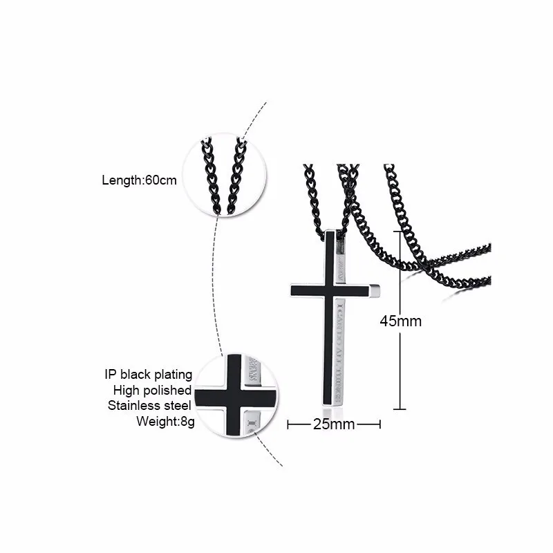 Unique Philippians 4:13 Bible Cross Necklaces for Women Man Stainless Steel Jesus Christ Prayer Unisex Religious Jewelry | Украшения и