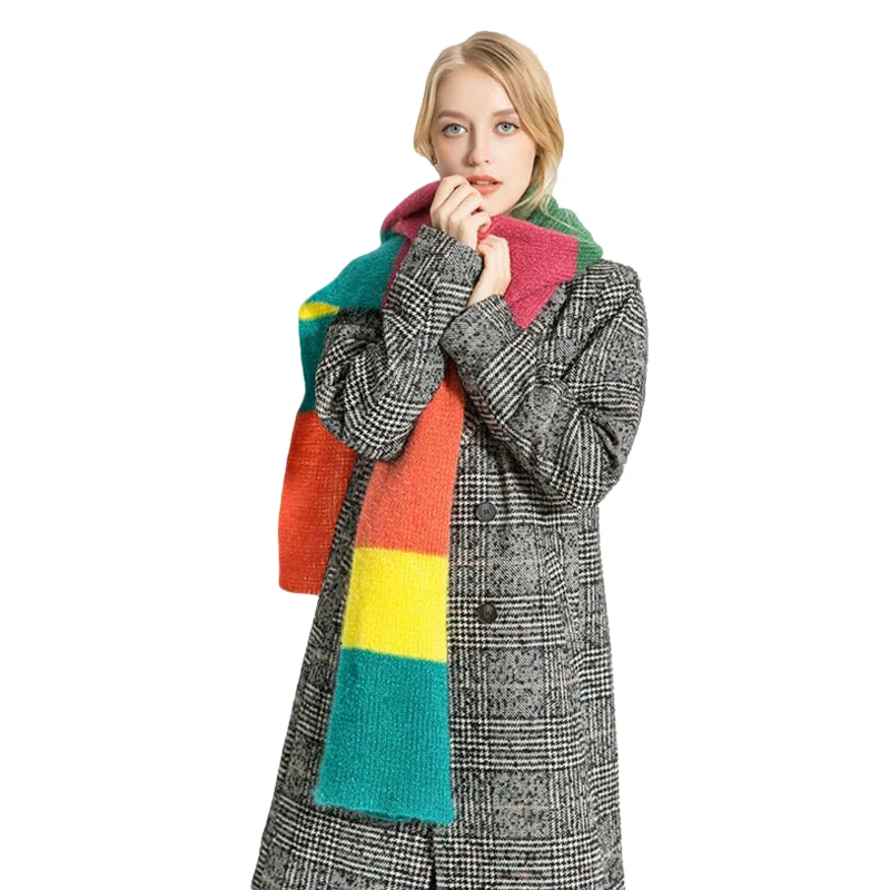 Зимние Модные женские шарфы IANLAN радужной расцветки Повседневные вязаные