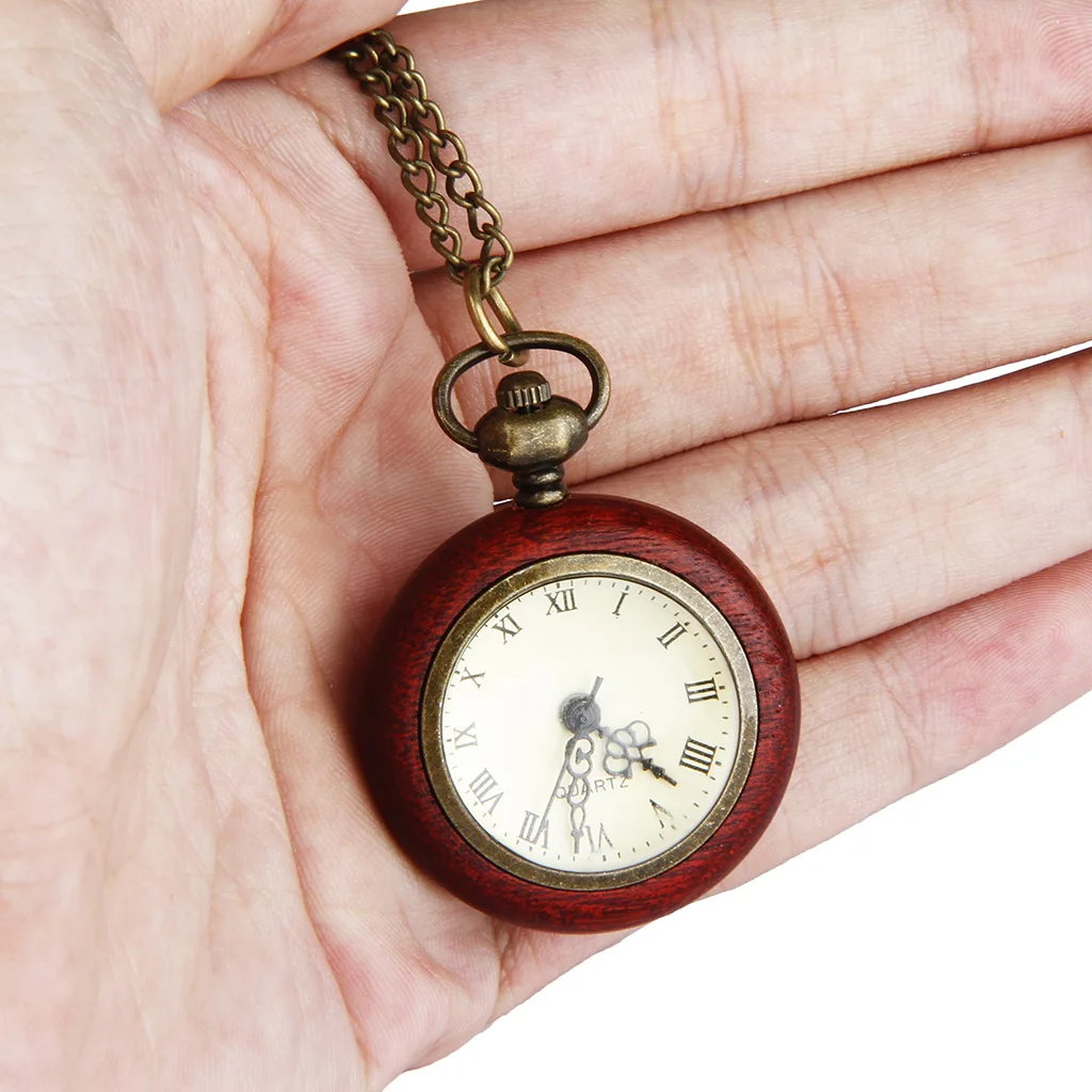New Korean version of the retro small convex circle Roman scale red box pocket watch personality | Наручные часы