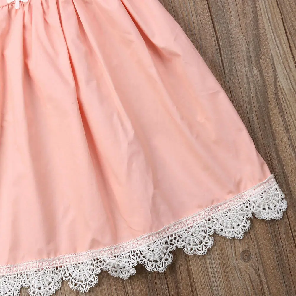 Pudcoco/Новое Брендовое однотонное летнее розовое платье для маленьких девочек