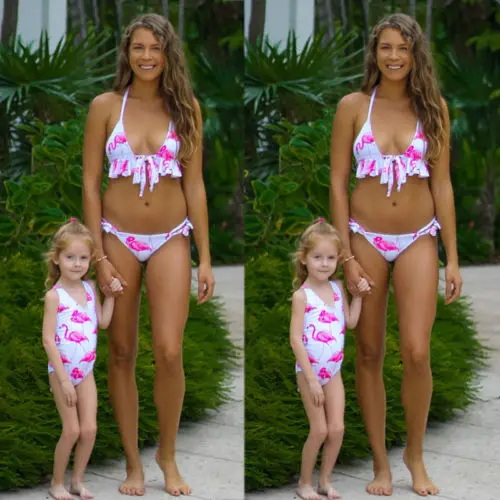 2019 брендовый комплект бикини с цветочным принтом для мамы и дочки женский