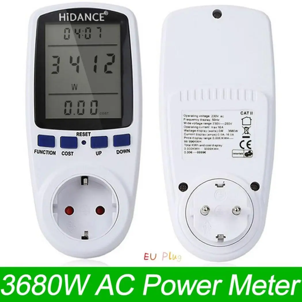 ЕС Plug Цифровой ток напряжение Вт Ампер КВТЧ цифровой электрический счетчик Max.16A