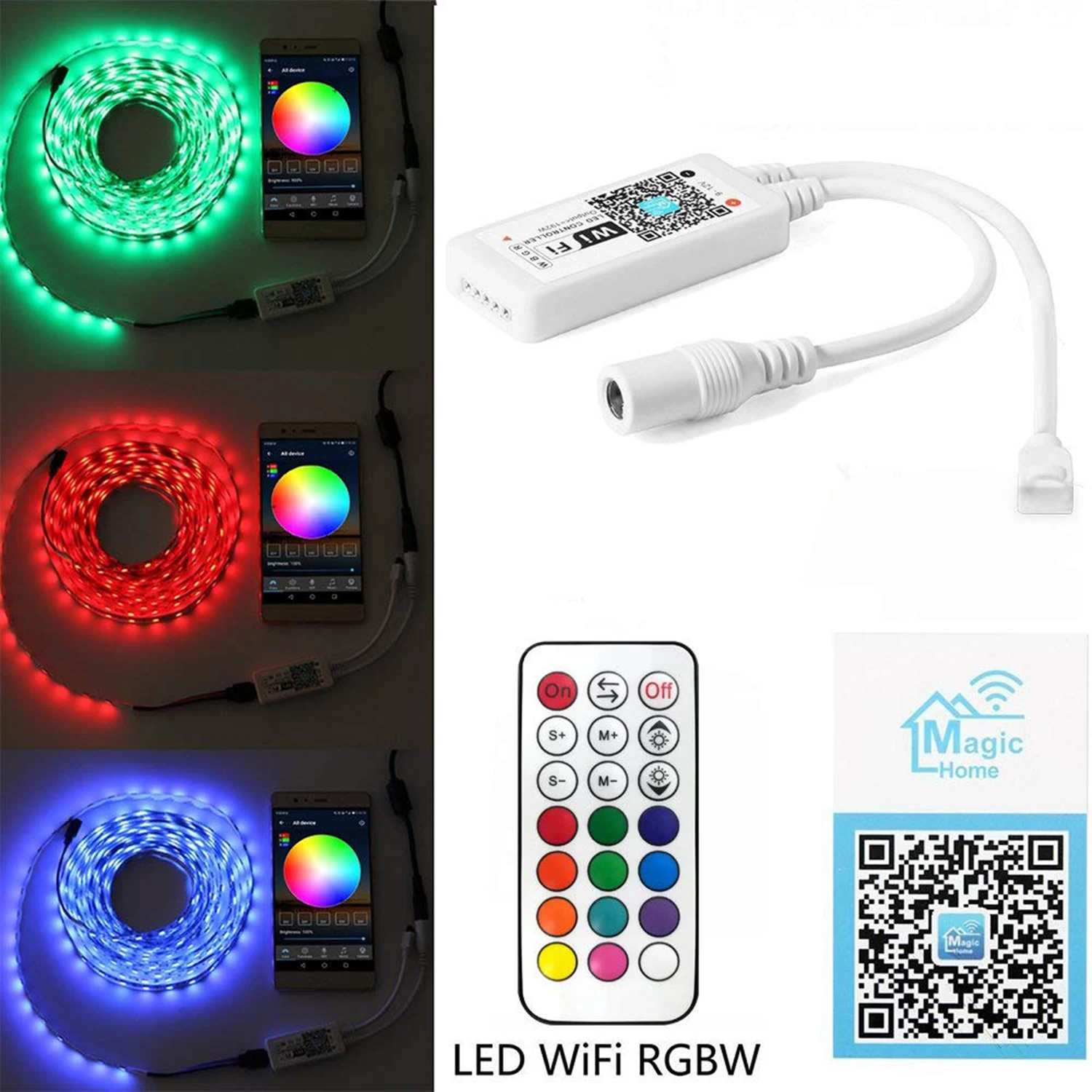 Led Strip RGBW Controller RF with 21 Keys Wireless Remote Google/Alexa for 5050/3528 SMD |