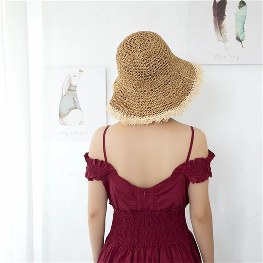 Women Straw Hat Wide Brim Fashion Outdoor Foldable Summer Beach Cap Bucket for Lady Adult | Аксессуары для одежды