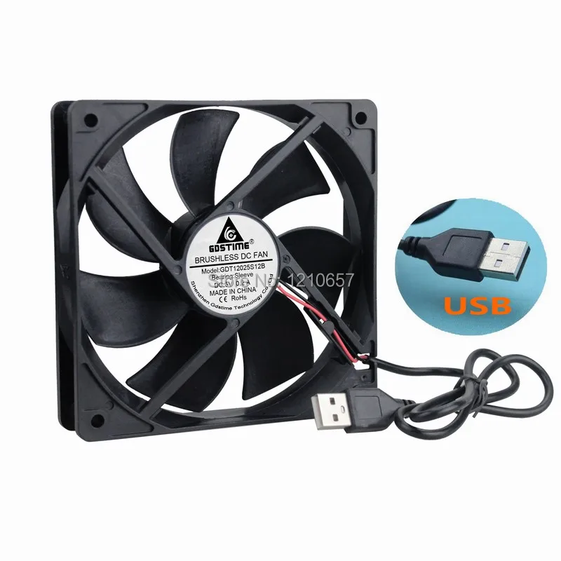 1 шт. Gdstime DC 5 в USB 1500 об/мин 120 мм 120x120x25 12025 с Бесщеточный Охлаждающий