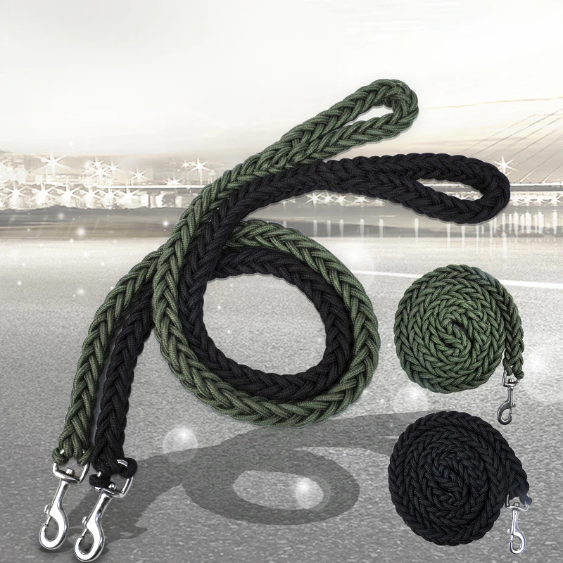 

Large Dog Traction Rope Black/green Big Dog Leash High-quality Nylon Woven Large Pet Rope Product For Dogs Large Dog Leash
