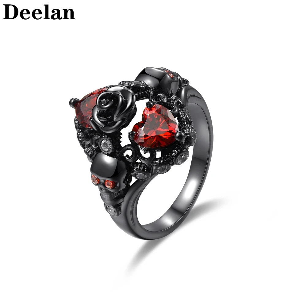 DEELAN кольца для женщин Очаровательная Мода готический череп Черное золото