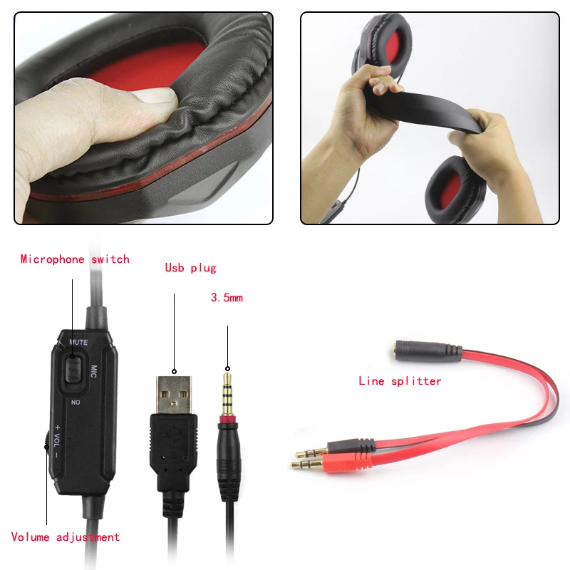 3.5Mm Gaming Headset With Led Light Microphone Stereo Earphones Deep Bass For Ps4 Xbox One Pc Computer Laptop | Электроника