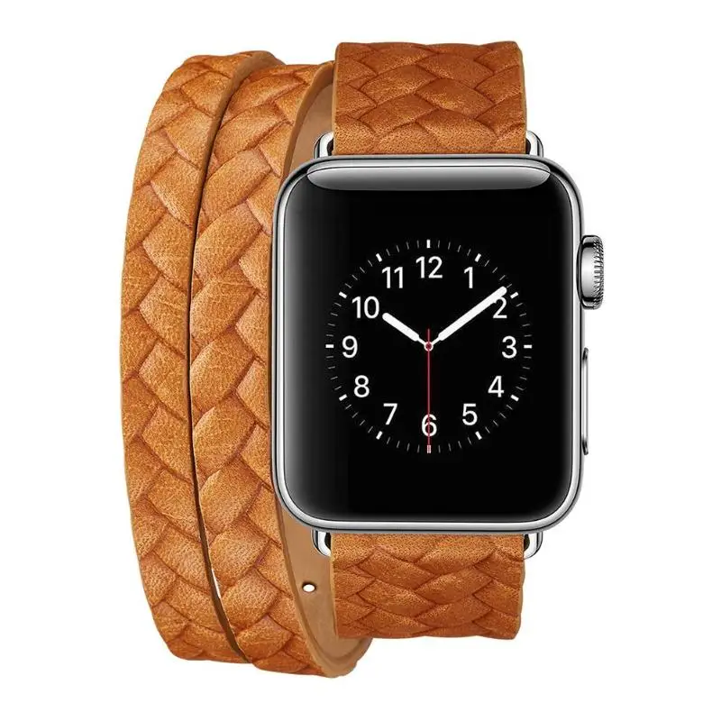 Кожаный ремешок для часов с двойной петлей тиснением в виде короны iWatch 1 2