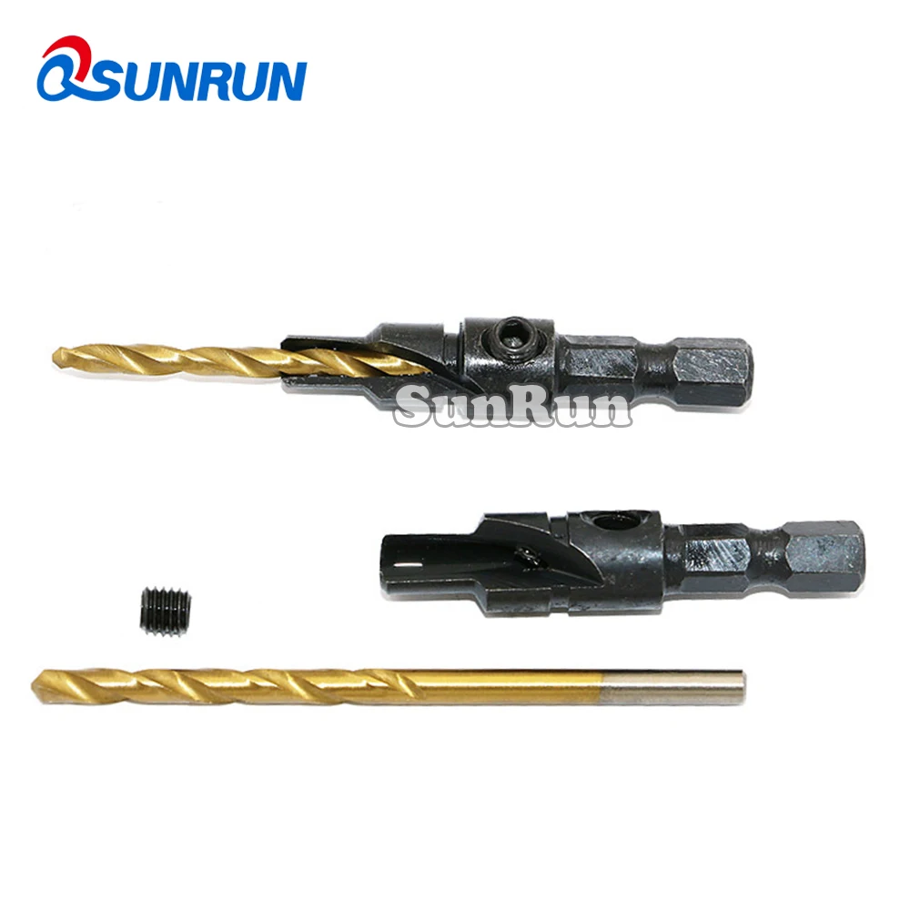 

1Set woodworking hole opener hex handle hardware tool countersunk bit countersunk head drill hole drilling