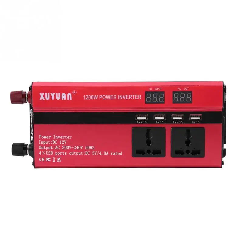 1200W DC12V для AC220V автомобиль изменение Мощность преобразователь с светодиодный