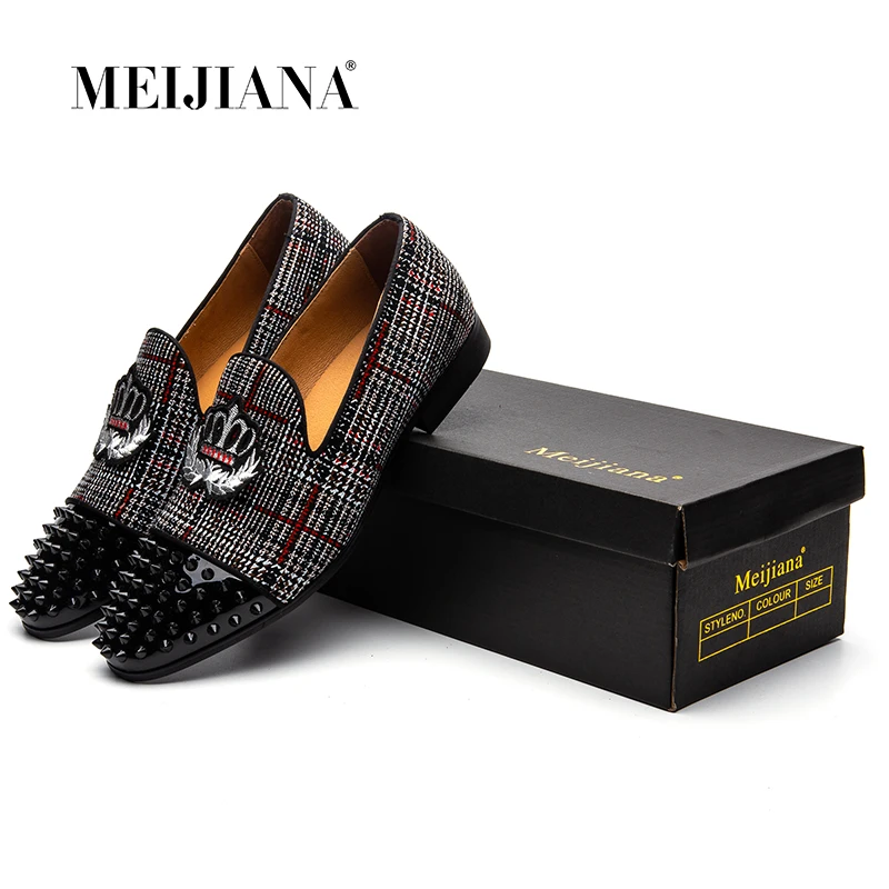 MEIJIANA New 2019 Men's Loafers Crown Party and Wedding Shoes Fashion Casual Luxury Brand | Обувь