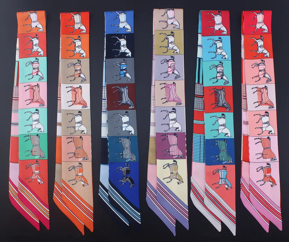 Шелковая повязка для волос с принтом лошадей Женская на голову шарфы сумки