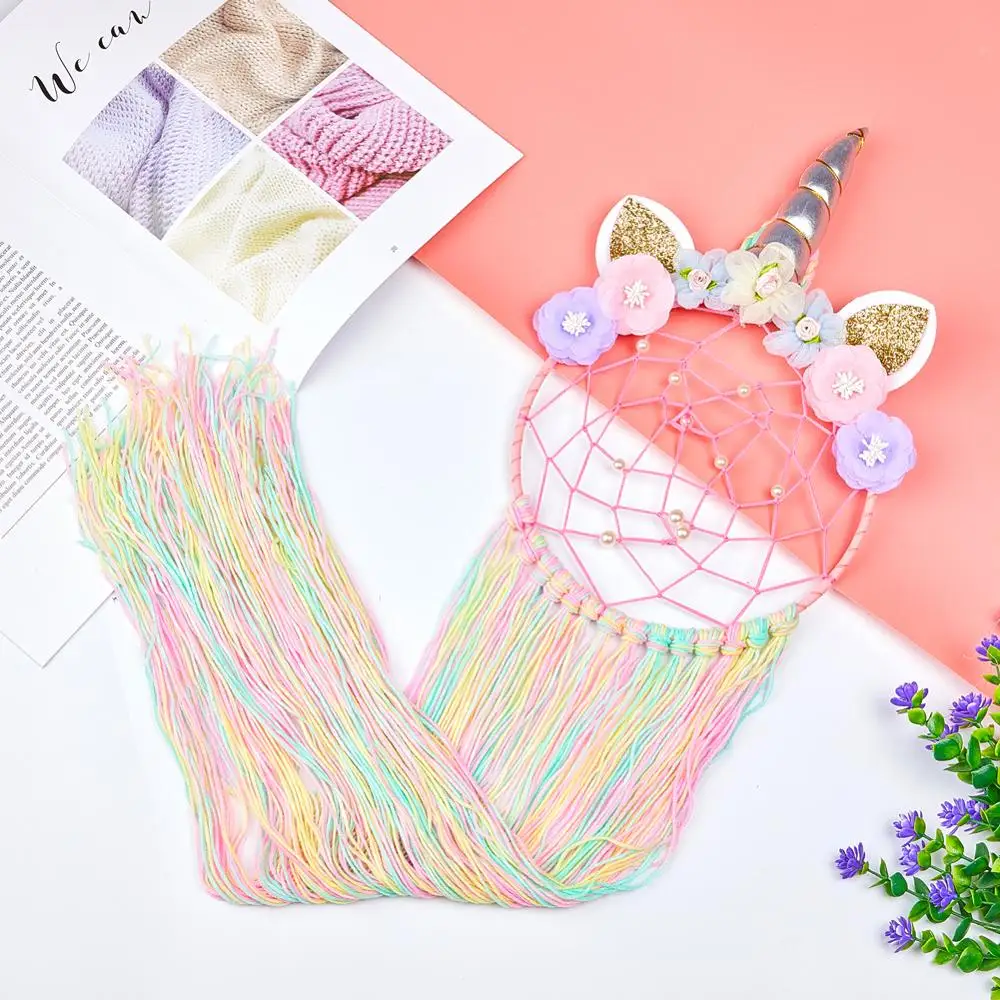 Домашний декор ветряные колокольчики ручной работы Радужный Единорог Ловец снов