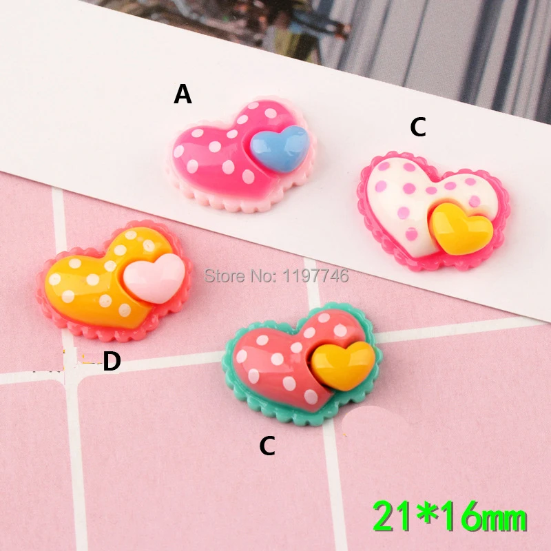 Кабошон из смолы с плоской задней стороной в форме сердца в горошек 20 шт. 21x16 мм Милая любовь Heaert для декора телефона лук для волос Diy украшения для скрапбукинга