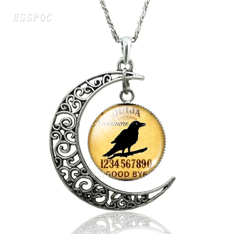 Винтажное ожерелье ouiya Cothic Divination кошачья летучая мышь полумесяц стеклянный