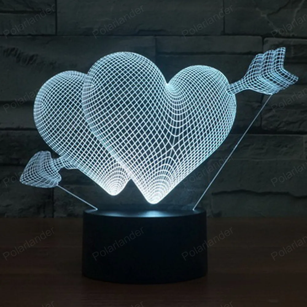 Visual lamps acrylic gift touch led lamp dimensional lights illusion Arrow through the heart of colorful LED | Автомобили и
