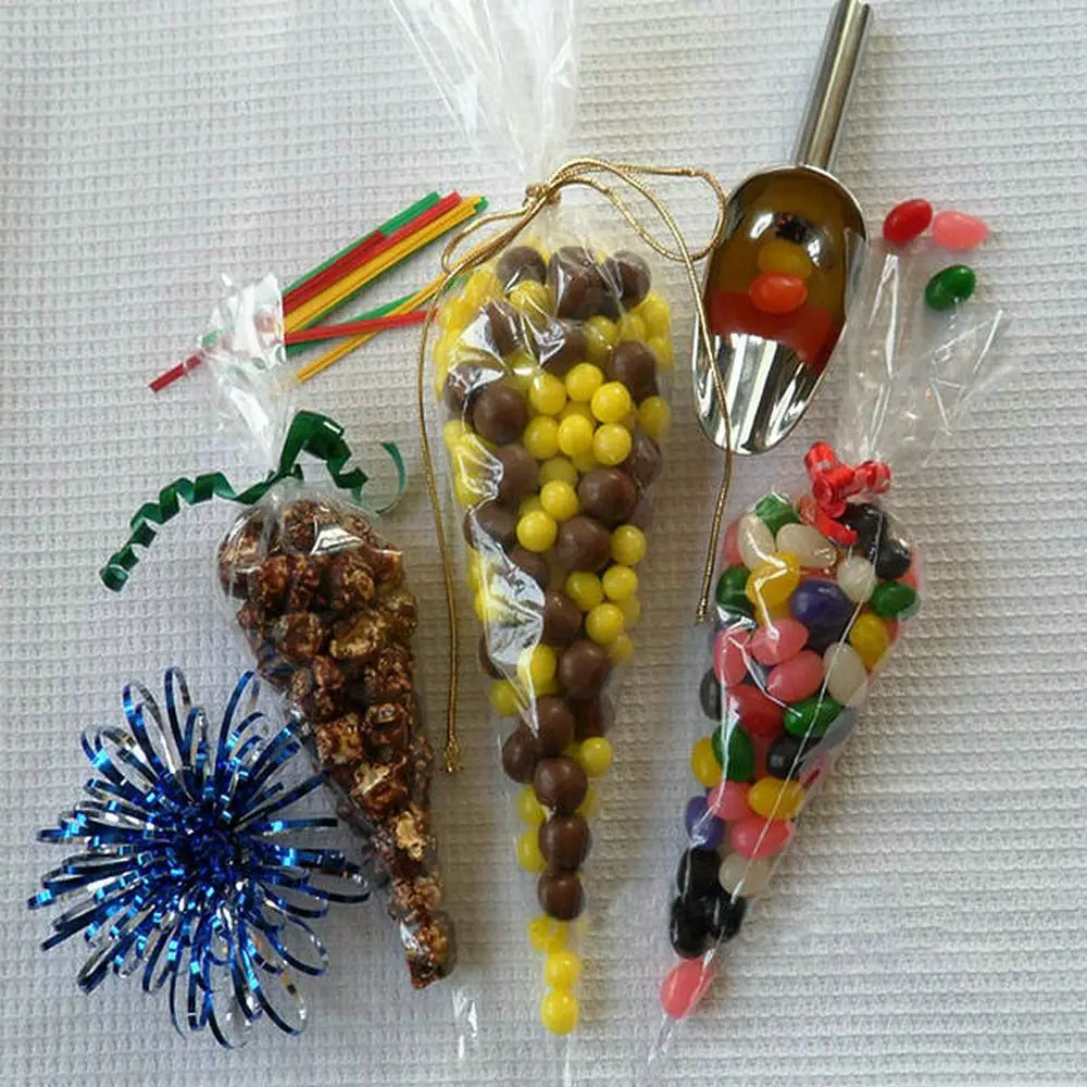 100PCS/Bag Clear Cellophane Packing Bags with Twist Ties Wedding Birthday Party Gifts Chocolate Sweet Popcorn Candy Bag | Дом и сад