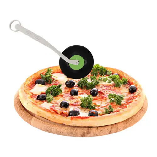 New Creative Top Spin Silicone Record Player Pizza Cutter Vinyl Design Wheel Home Kitchen Tool |
