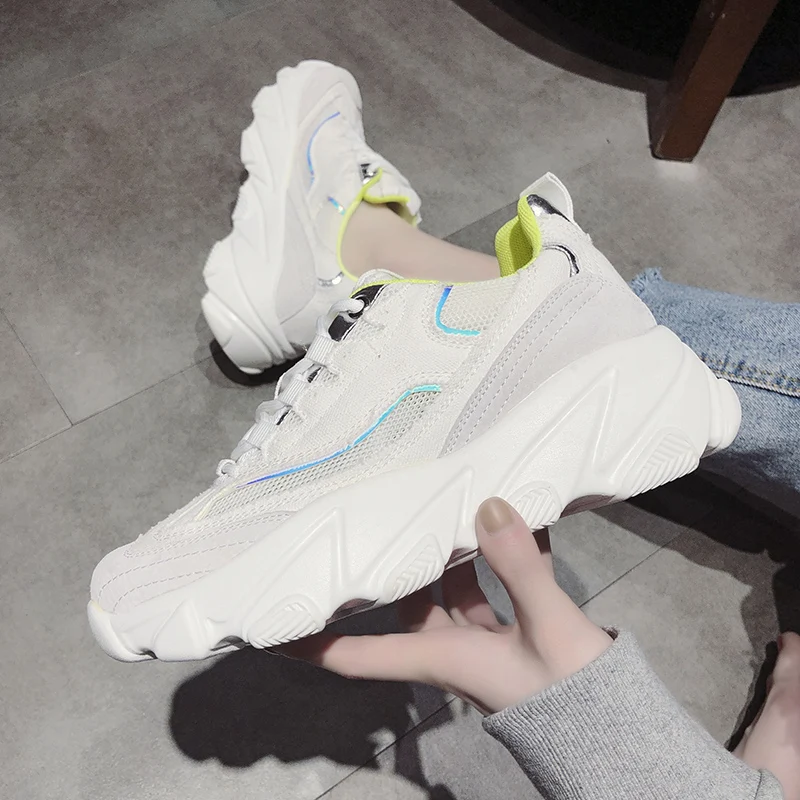 Женские массивные кроссовки коллекция 2019 года модная женская обувь на платформе