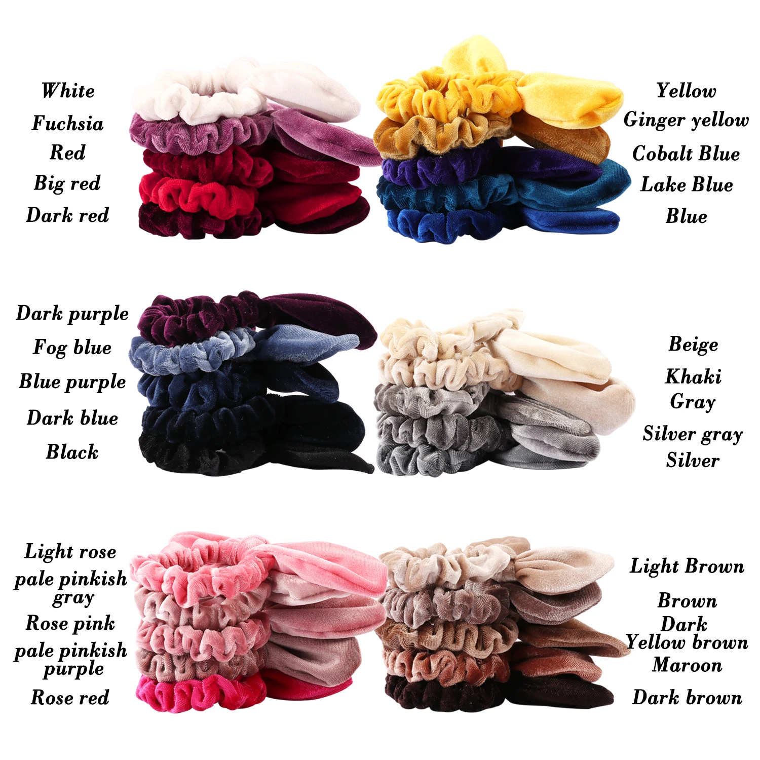 30 цветов бархат Scrunchie для женщин обувь девочек волосы эластичные кроличьи уши