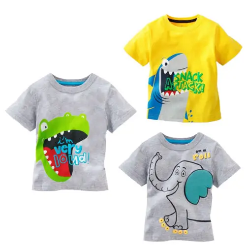Летняя футболка с короткими рукавами Детская для мальчиков рисунком крокодила