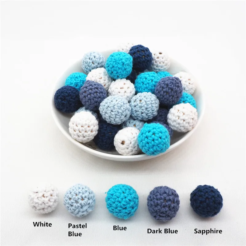 Chenkai 100pcs 16mm 20mm Round Knitting Cotton Crochet Wooden Beads Balls for DIY decoration baby teether jewelry necklace Toy