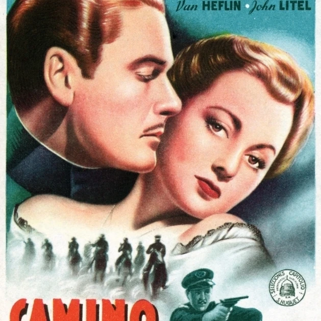 Санта-Фе Трейл Эррол Флинн Оливия де Havilland (испанский Ad Art) 1940. Постер с фильмом