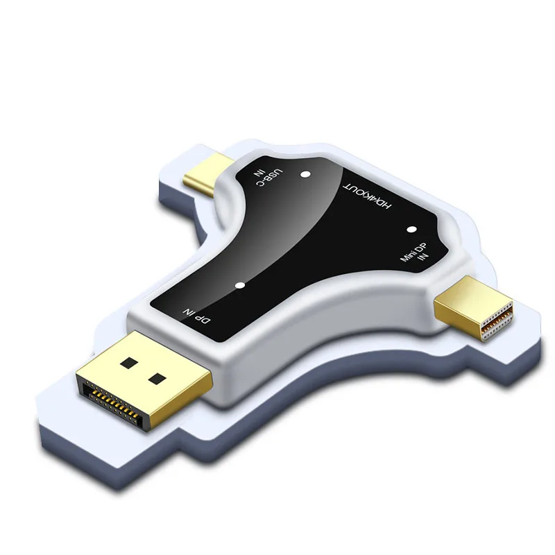 3 в 1 Многофункциональный преобразователь поддерживает 4K DP + Mini USB C к HDMI x 2K