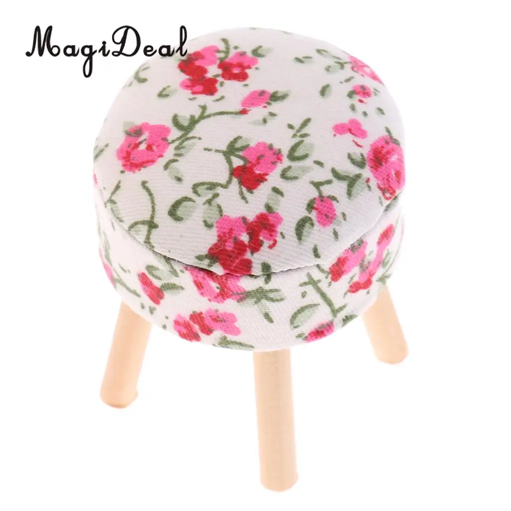 MagiDeal масштаб 1/12 миниатюрная мебель для кукольного домика круглый цветочный стул