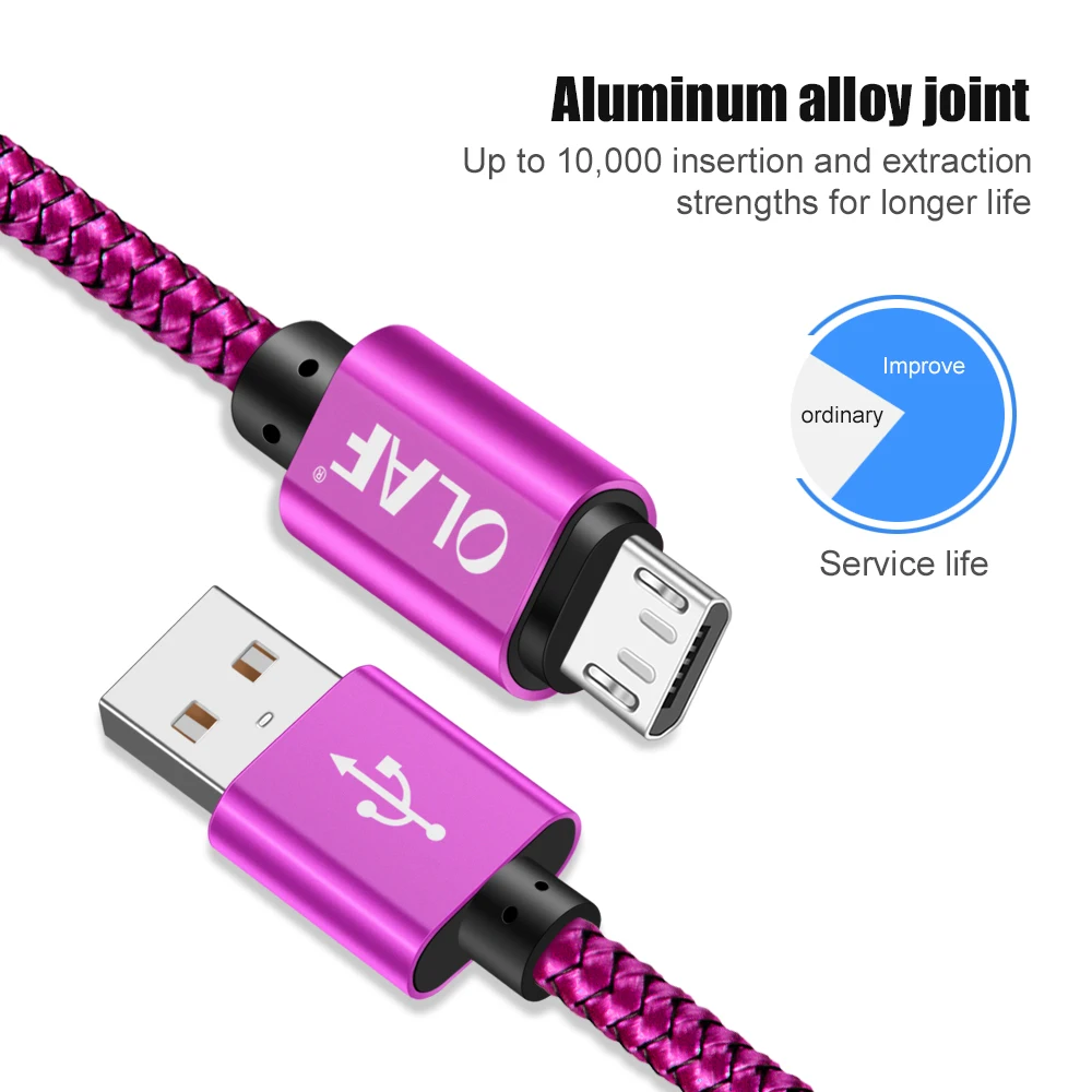 Кабель Micro USB OLAF 1 м 2 3 Быстрая зарядка синхронизация данных мобильный телефон Android