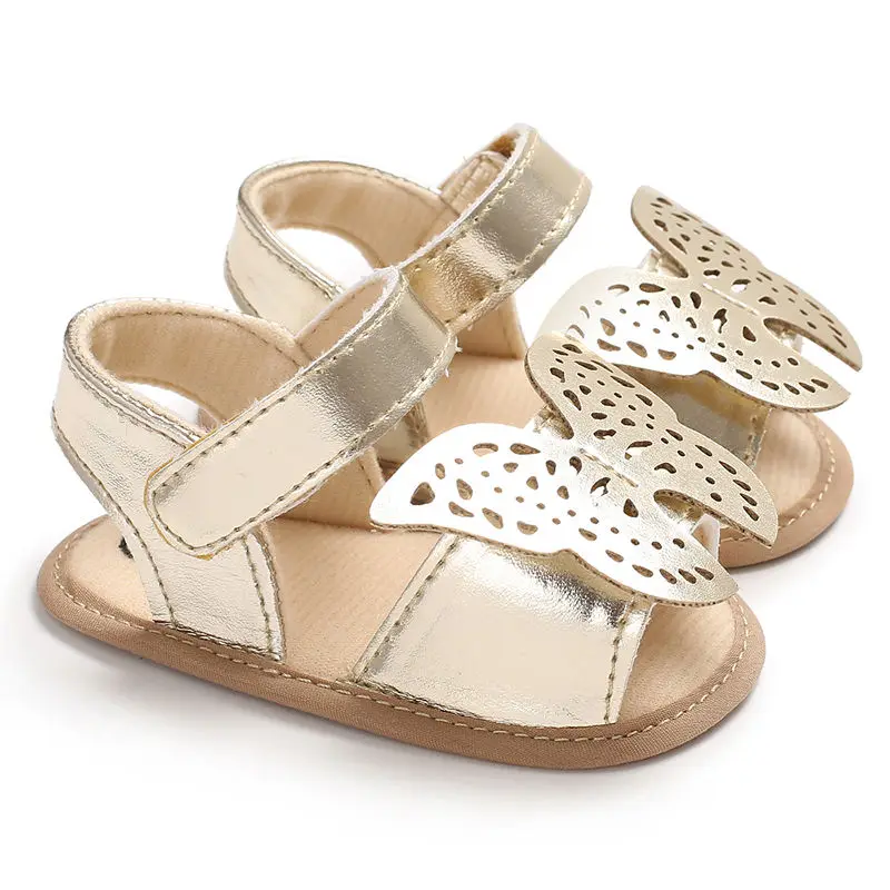 Butterfly baby sandals solid PU leather girls boys summer shoes Nonslip soft sole infant toddler |